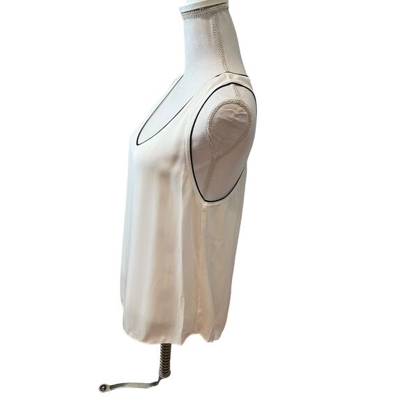Theory Sheer silk racerback tank top Off White L - Picture 4 of 8